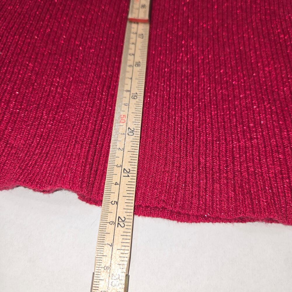 Lauren Michelle S Red Off Shoulder Embellished Sweater Beaded‎ Knit Top Holiday - Picture 6 of 9
